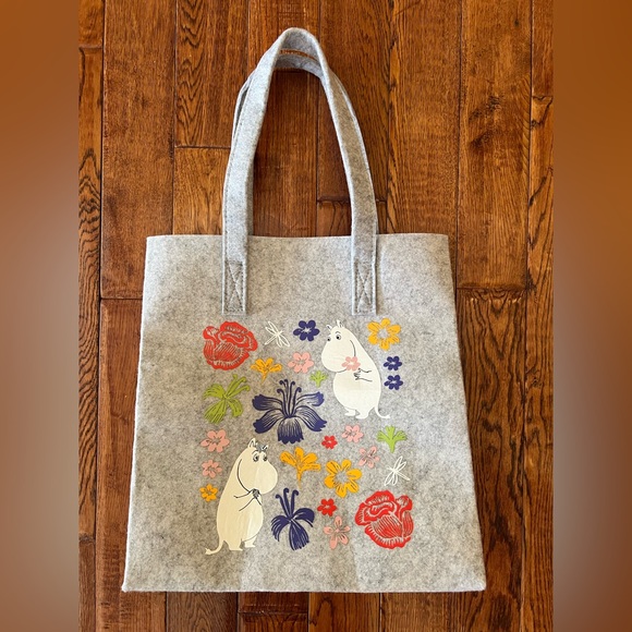 Muurla Handbags - Moomin Bag Flower Print Tote Grey Multicolor